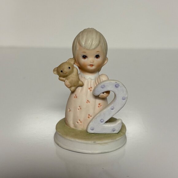 Lefton Christopher Collection Birthday Girl Figurine Age 2 #03448B Vintage 1982 - Picture 1 of 7